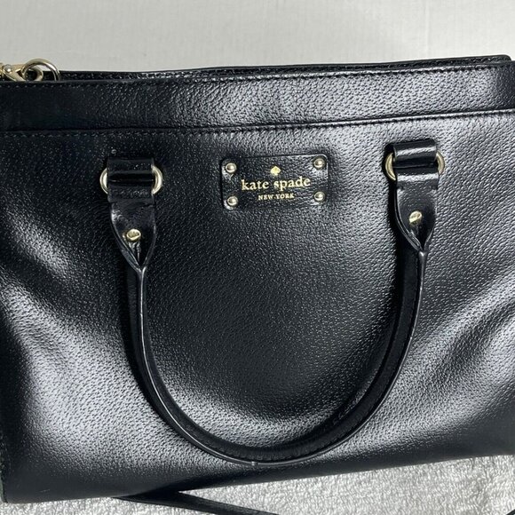 Kate Spade New York Wellesley Embossed Leather Satchel Purse Black Pink Interior - Picture 2 of 13